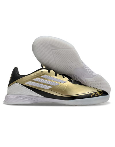 Unisex Adidas F50 Elite Messi IC Indoor & Futsal Low-Tops Football Shoes - Gold/White/Black