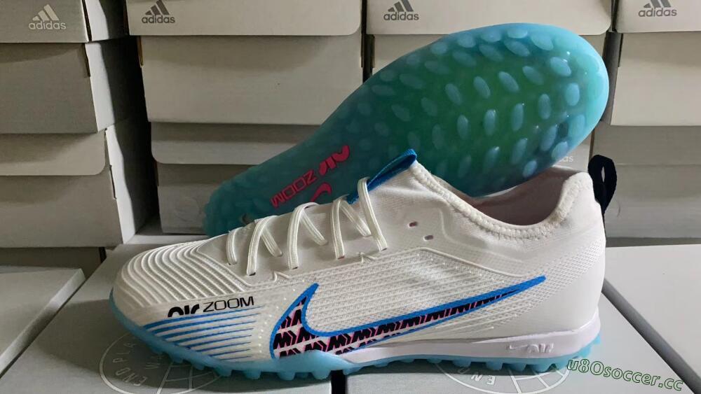 Unisex Nike Air Zoom Mercurial Vapor 15 Pro TF Artificial Turf Low-Tops Football Shoes - White/Blue/Pink