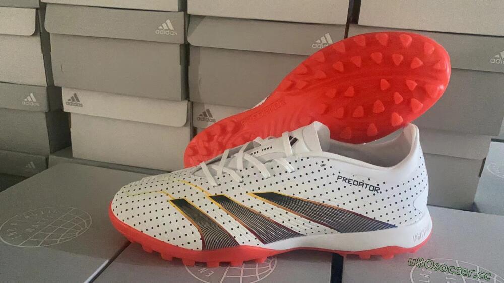 Men's Adidas Predator 24 Elite TF Artificial Turf Low-Tops Football Shoes - White/Black/Red