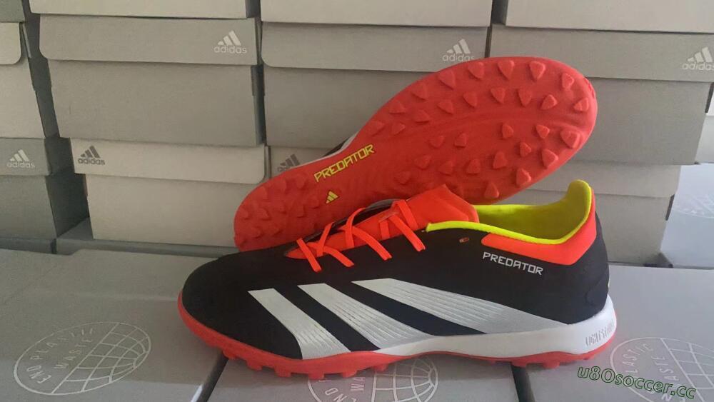 Men's Adidas Predator 24 Elite TF Artificial Turf Low-Tops Football Shoes - Black/White/Orange