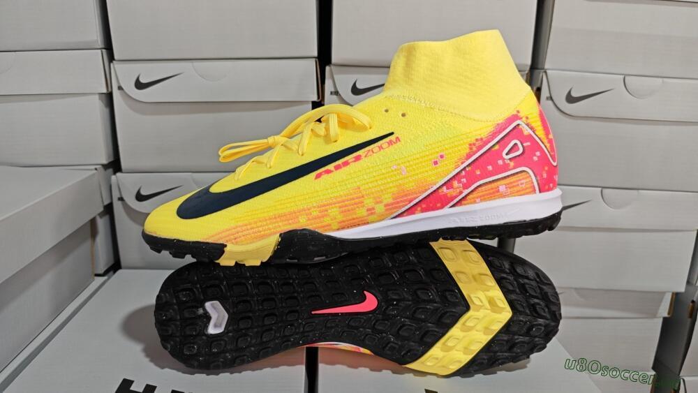 Men's Nike Air Zoom Mercurial Superfly 10 Elite TF Artificial Turf High-Tops Football Shoes - Yellow/Black/Red