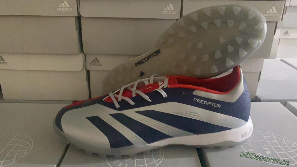 Unisex Adidas Predator 24 Elite TF Artificial Turf Low-Tops Football Shoes - Silver/Blue/Red