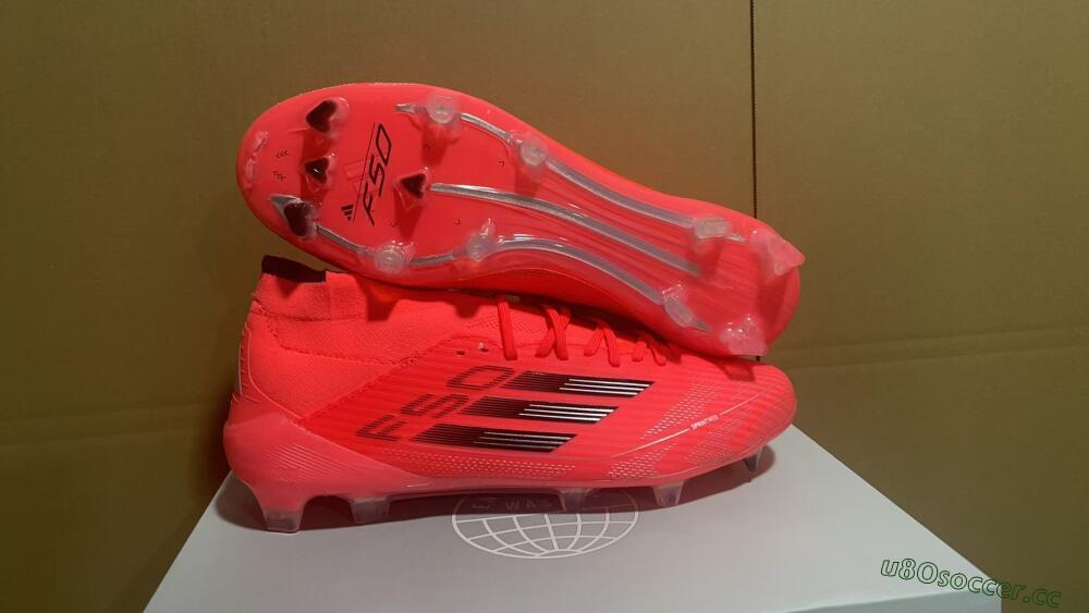 Men's Adidas F50 Elite Mid FG Firm Ground High-Tops Football Boots - Red/Black/Silver