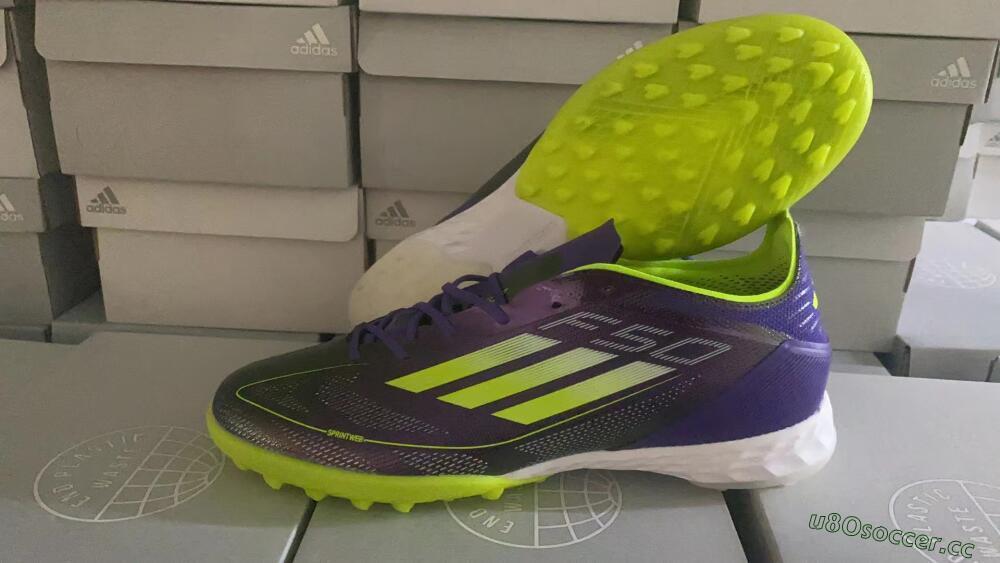 Unisex Adidas F50 Elite TF Artificial Turf Low-Tops Football Shoes - Purple/Yellow/White