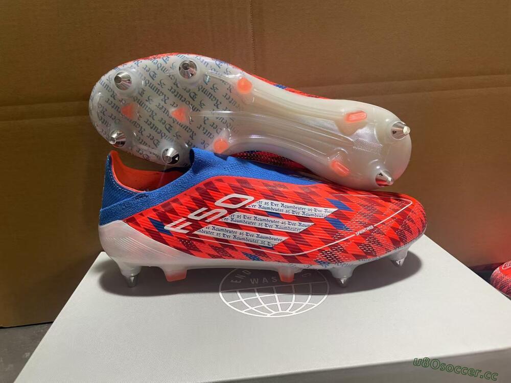 Men's Adidas F50 Elite Laceless SG Soft Ground Low-Tops Football Boots - Red/Blue/White
