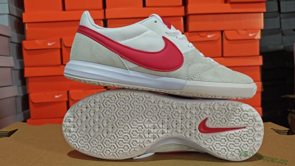 Men's Nike Premier 2 Sala IC Indoor & Futsal Low-Tops Football Shoes - Grey/White/Red