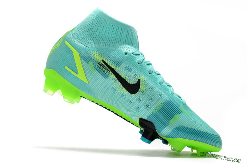 Unisex Nike Mercurial Superfly 8 Elite FG Firm Ground High-Tops Football Boots - Jade/Black/Yellow 4