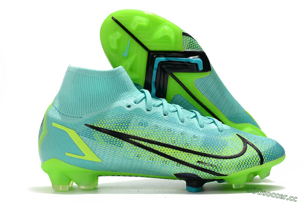 Unisex Nike Mercurial Superfly 8 Elite FG Firm Ground High-Tops Football Boots - Jade/Black/Yellow 2