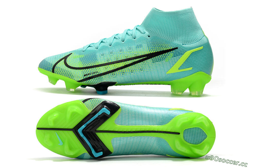 Unisex Nike Mercurial Superfly 8 Elite FG Firm Ground High-Tops Football Boots - Jade/Black/Yellow 1