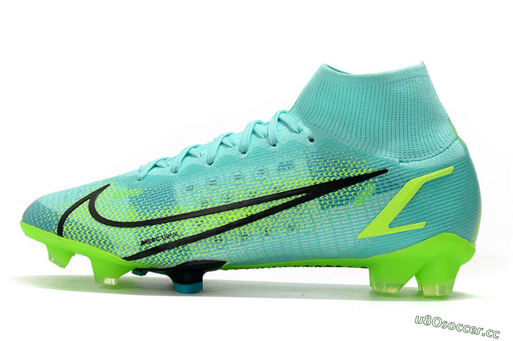 Unisex Nike Mercurial Superfly 8 Elite FG Firm Ground High-Tops Football Boots - Jade/Black/Yellow 0