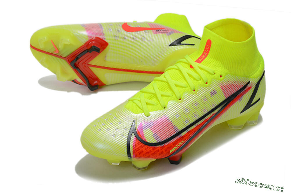 Unisex Nike Mercurial Superfly 8 Elite FG Firm Ground High-Tops Football Boots - Yellow/Black/Red 3