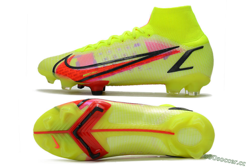 Unisex Nike Mercurial Superfly 8 Elite FG Firm Ground High-Tops Football Boots - Yellow/Black/Red 1