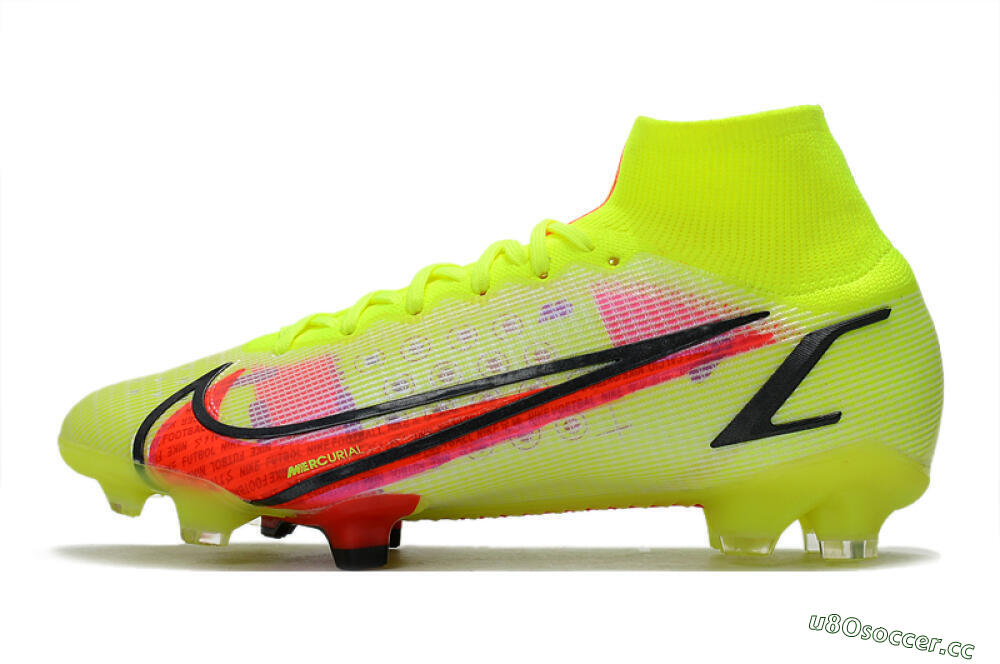 Unisex Nike Mercurial Superfly 8 Elite FG Firm Ground High-Tops Football Boots - Yellow/Black/Red 0