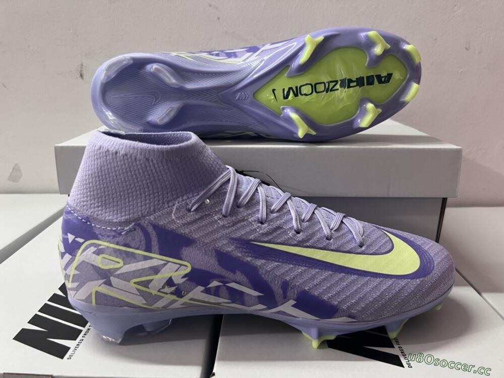 Unisex Nike Air Zoom Mercurial Superfly 10 Elite FG Firm Ground High-Tops Football Boots - Purple/Yellow/White