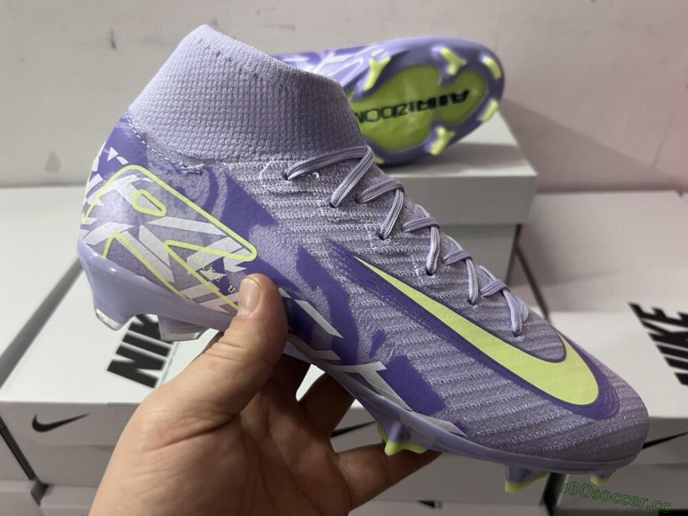 Unisex Nike Air Zoom Mercurial Superfly 10 Elite FG Firm Ground High-Tops Football Boots - Purple/Yellow/White