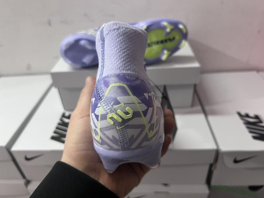 Unisex Nike Air Zoom Mercurial Superfly 10 Elite FG Firm Ground High-Tops Football Boots - Purple/Yellow/White