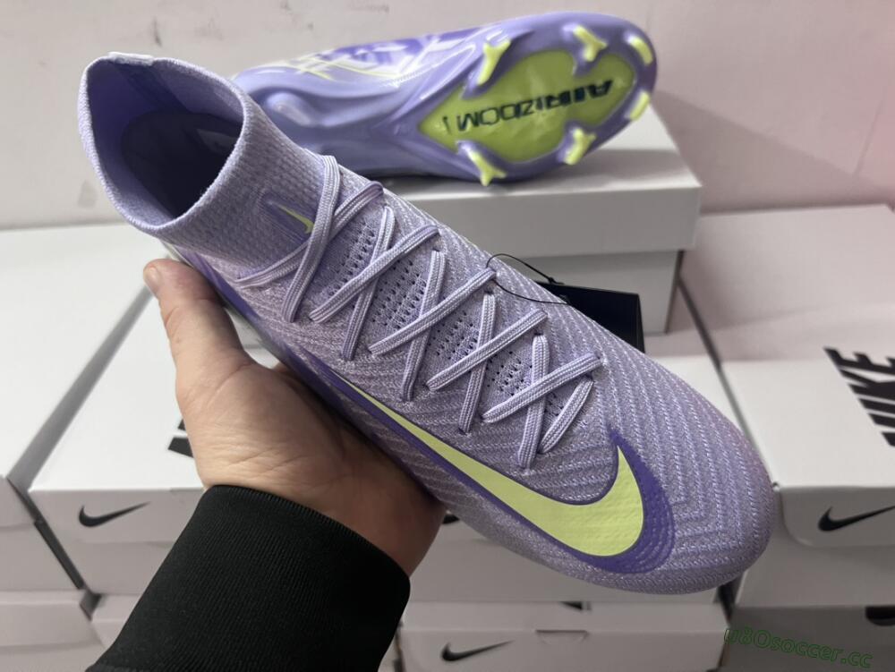 Unisex Nike Air Zoom Mercurial Superfly 10 Elite FG Firm Ground High-Tops Football Boots - Purple/Yellow/White