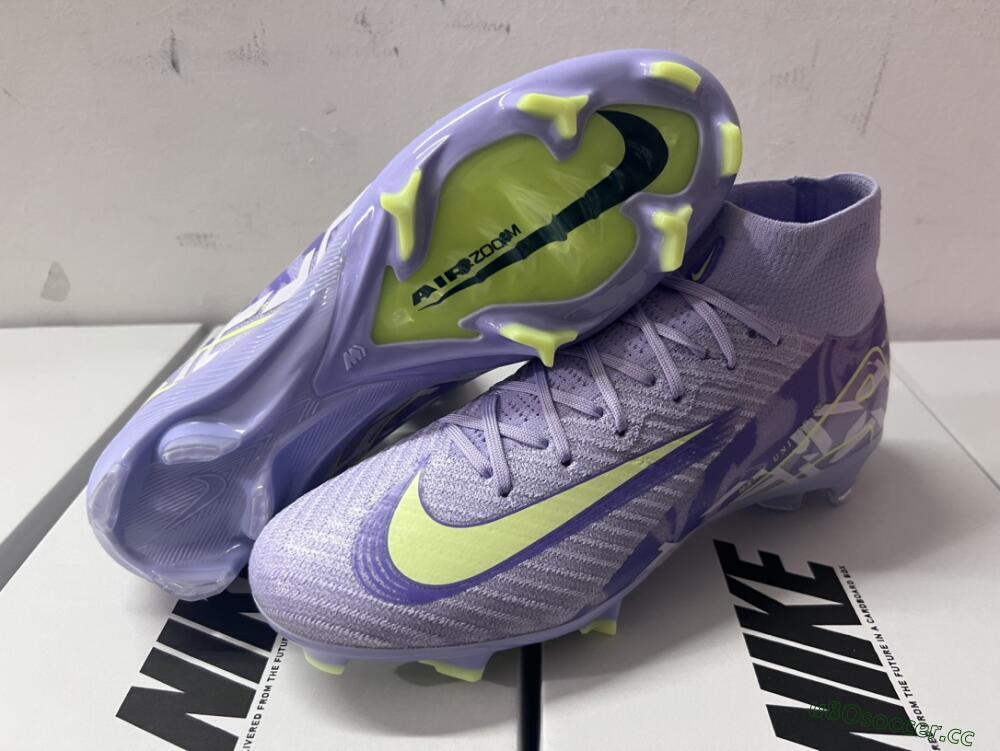 Unisex Nike Air Zoom Mercurial Superfly 10 Elite FG Firm Ground High-Tops Football Boots - Purple/Yellow/White