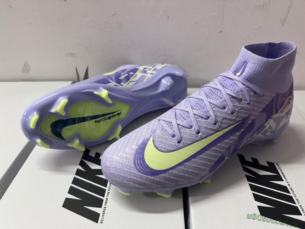Unisex Nike Air Zoom Mercurial Superfly 10 Elite FG Firm Ground High-Tops Football Boots - Purple/Yellow/White