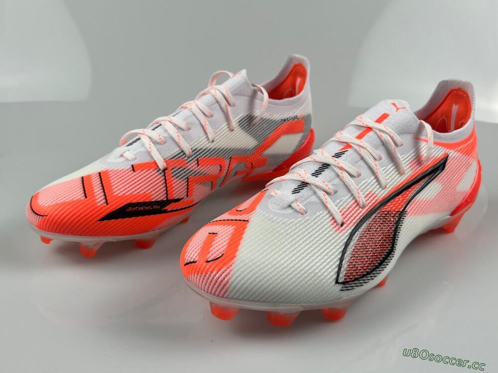 Men's Puma Ultra Ultimate FG Firm Ground Low-Tops Football Boots - White/Black/Red