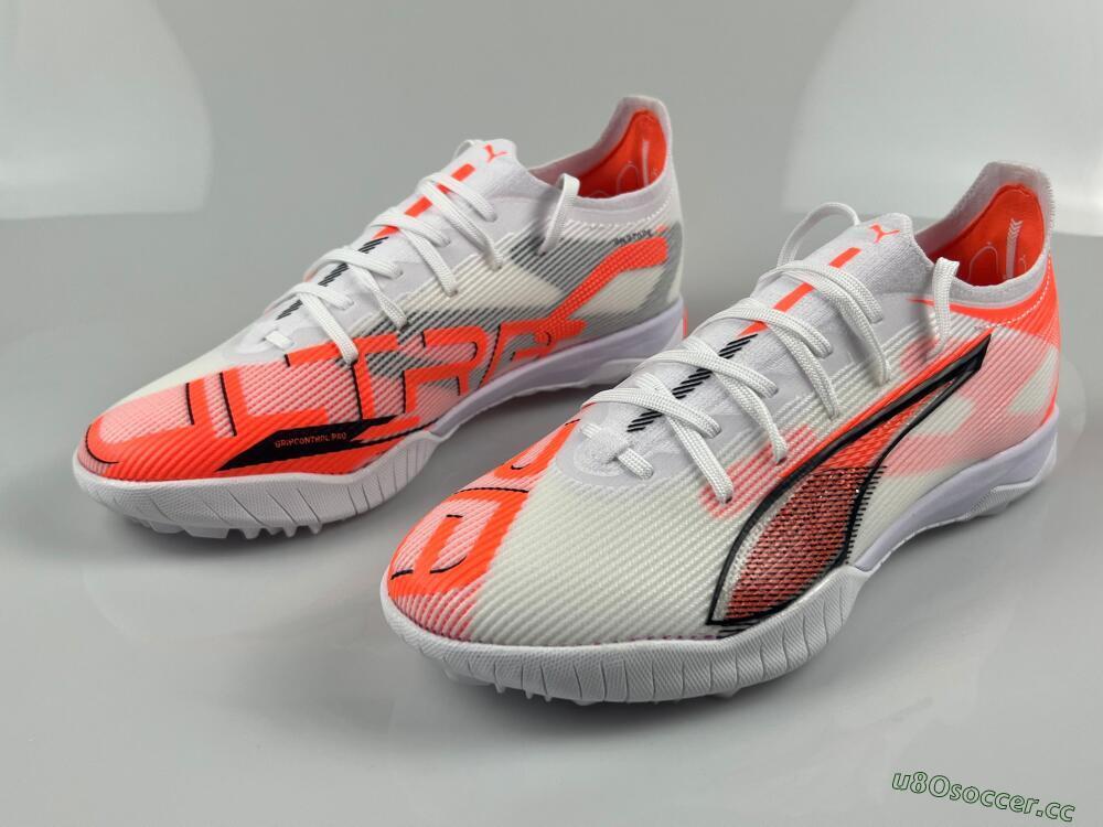 Men's Puma Ultra Ultimate TF Artificial Turf Low-Tops Football Shoes - White/Red/Black