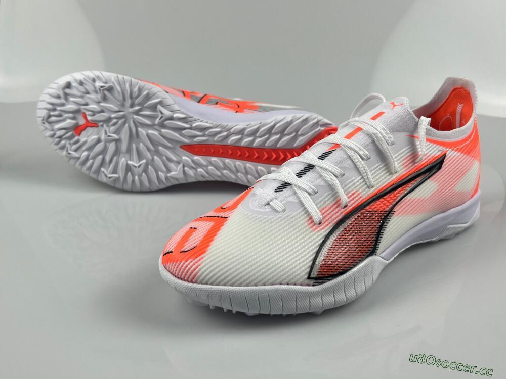 Men's Puma Ultra Ultimate TF Artificial Turf Low-Tops Football Shoes - White/Red/Black