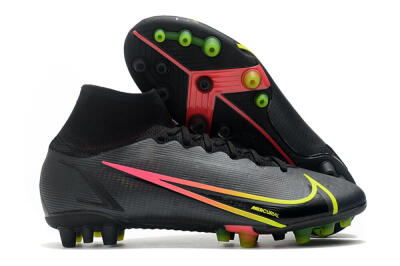 Men's Nike Mercurial Superfly 8 Elite AG Artificial Grass High-Tops Football Boots - Black/Yellow/Pink