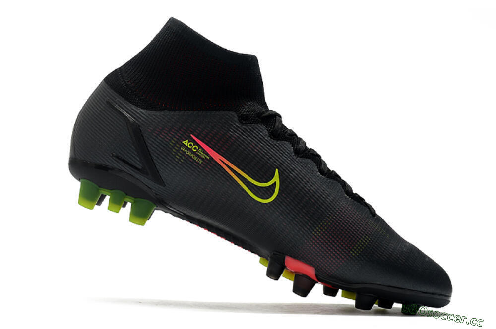 Men's Nike Mercurial Superfly 8 Elite AG Artificial Grass High-Tops Football Boots - Black/Yellow/Pink 4