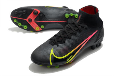 Men's Nike Mercurial Superfly 8 Elite AG Artificial Grass High-Tops Football Boots - Black/Yellow/Pink