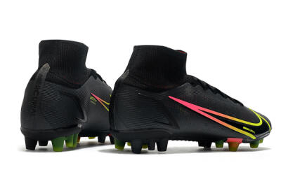Men's Nike Mercurial Superfly 8 Elite AG Artificial Grass High-Tops Football Boots - Black/Yellow/Pink