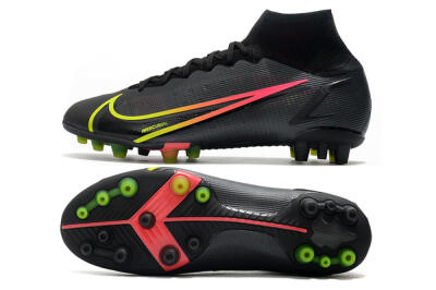 Men's Nike Mercurial Superfly 8 Elite AG Artificial Grass High-Tops Football Boots - Black/Yellow/Pink