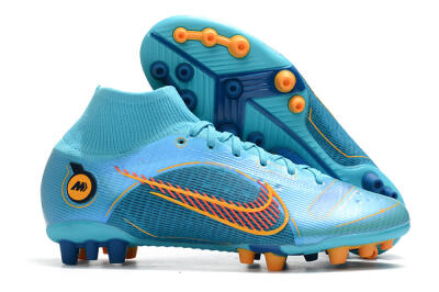 Men's Nike Mercurial Superfly 8 Elite AG Artificial Grass High-Tops Football Boots - Blue/Yellow/Black