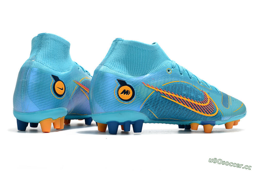 Men's Nike Mercurial Superfly 8 Elite AG Artificial Grass High-Tops Football Boots - Blue/Yellow/Black 6