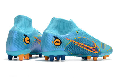 Men's Nike Mercurial Superfly 8 Elite AG Artificial Grass High-Tops Football Boots - Blue/Yellow/Black
