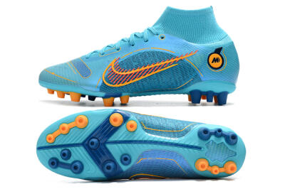 Men's Nike Mercurial Superfly 8 Elite AG Artificial Grass High-Tops Football Boots - Blue/Yellow/Black
