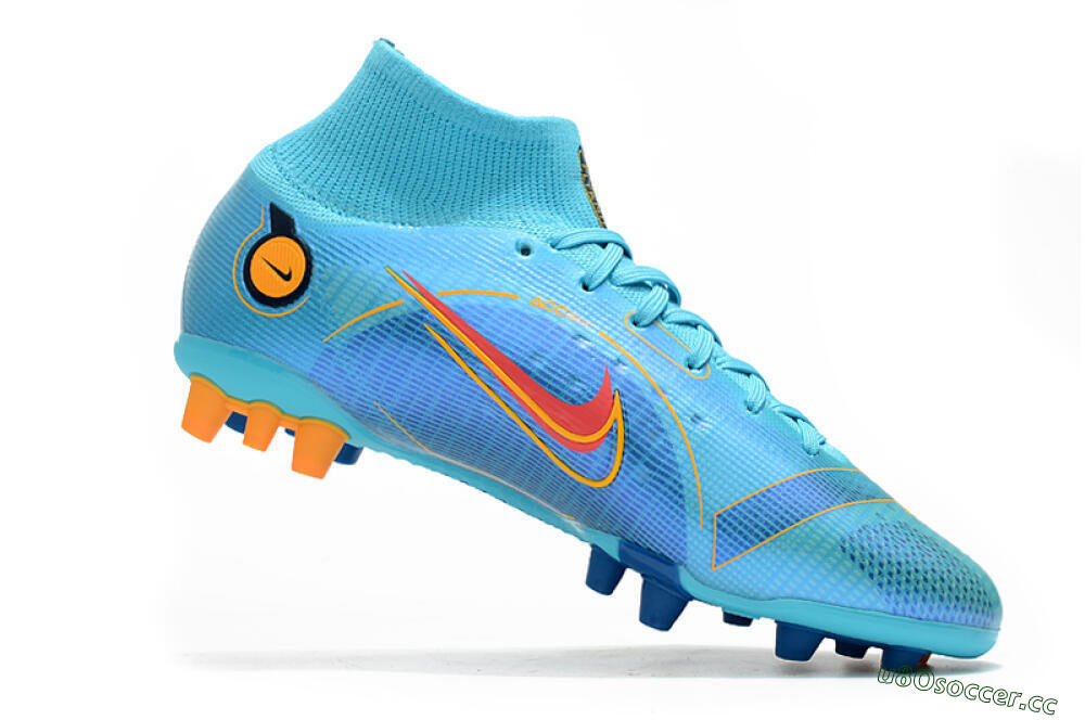 Men's Nike Mercurial Superfly 8 Elite AG Artificial Grass High-Tops Football Boots - Blue/Yellow/Black 4