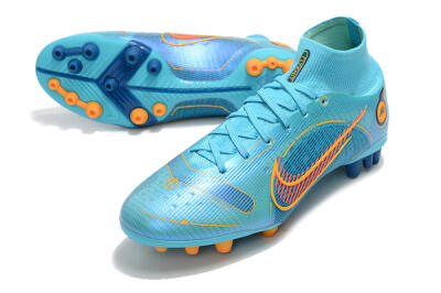 Men's Nike Mercurial Superfly 8 Elite AG Artificial Grass High-Tops Football Boots - Blue/Yellow/Black