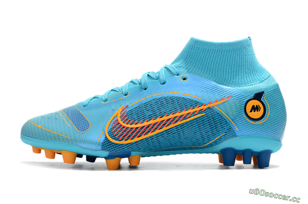 Men's Nike Mercurial Superfly 8 Elite AG Artificial Grass High-Tops Football Boots - Blue/Yellow/Black 0