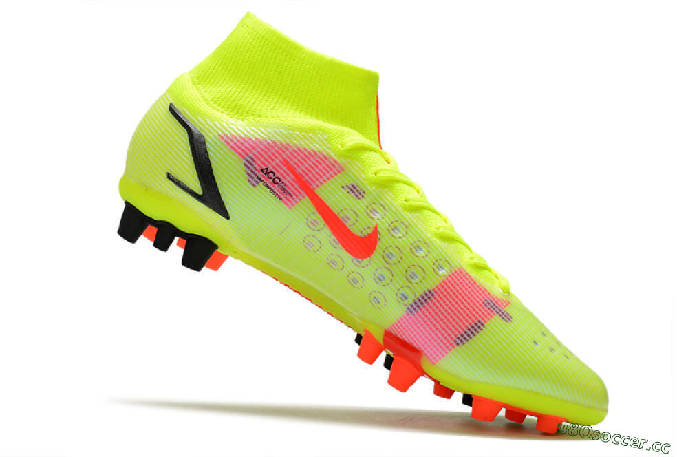 Men's Nike Mercurial Superfly 8 Elite AG Artificial Grass High-Tops Football Boots - Yellow/Black/Red 4
