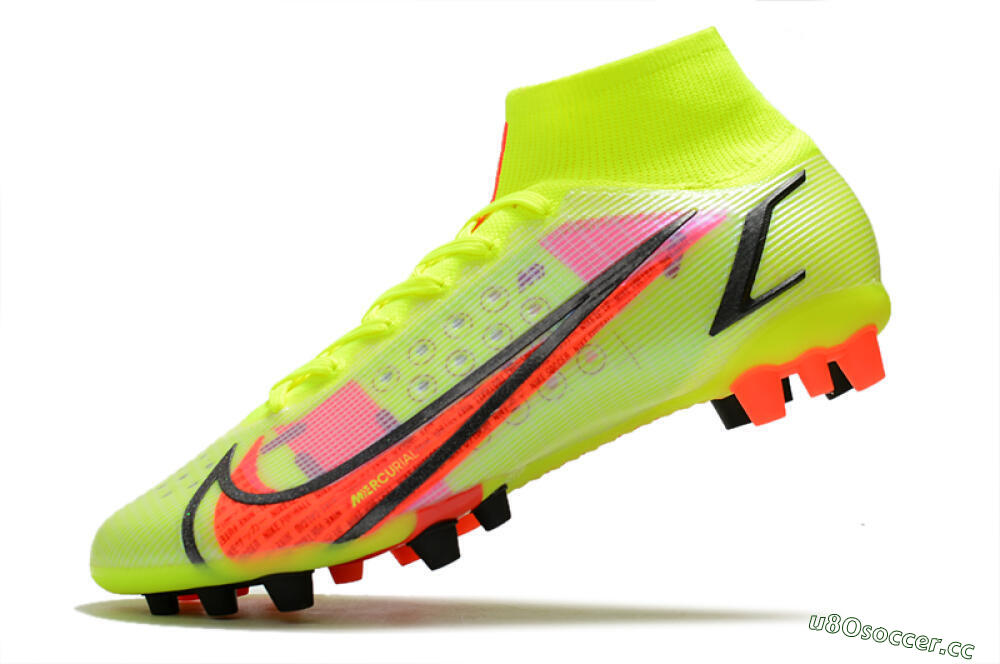 Men's Nike Mercurial Superfly 8 Elite AG Artificial Grass High-Tops Football Boots - Yellow/Black/Red 5