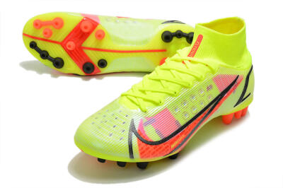 Men's Nike Mercurial Superfly 8 Elite AG Artificial Grass High-Tops Football Boots - Yellow/Black/Red