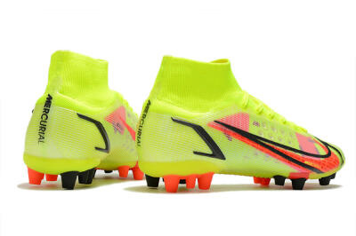 Men's Nike Mercurial Superfly 8 Elite AG Artificial Grass High-Tops Football Boots - Yellow/Black/Red