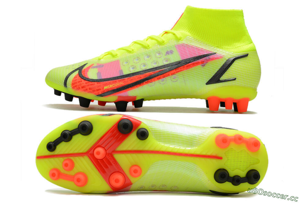 Men's Nike Mercurial Superfly 8 Elite AG Artificial Grass High-Tops Football Boots - Yellow/Black/Red 1