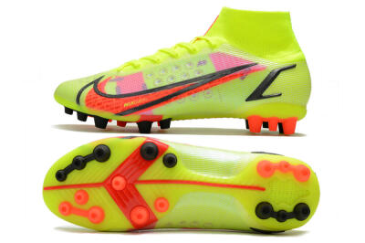Men's Nike Mercurial Superfly 8 Elite AG Artificial Grass High-Tops Football Boots - Yellow/Black/Red