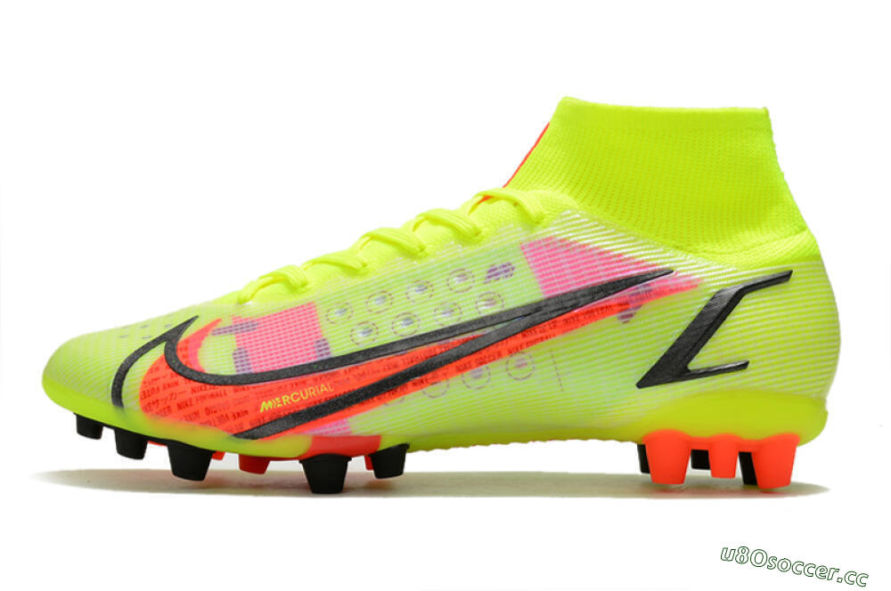 Men's Nike Mercurial Superfly 8 Elite AG Artificial Grass High-Tops Football Boots - Yellow/Black/Red 0