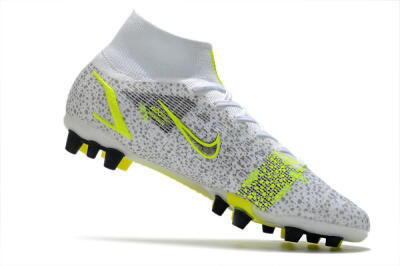 Men's Nike Mercurial Superfly 8 Elite AG Artificial Grass High-Tops Football Boots - White/Black/Yellow