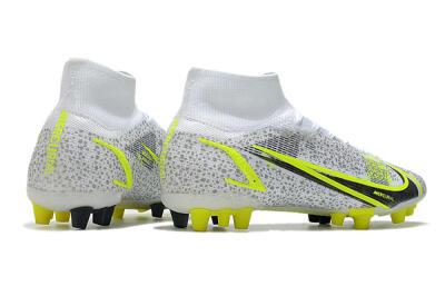 Men's Nike Mercurial Superfly 8 Elite AG Artificial Grass High-Tops Football Boots - White/Black/Yellow