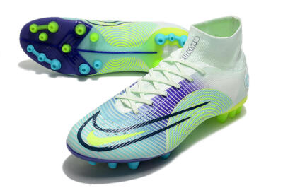 Men's Nike Mercurial Superfly 8 Elite AG Artificial Grass High-Tops Football Boots - Jade/Yellow/Blue