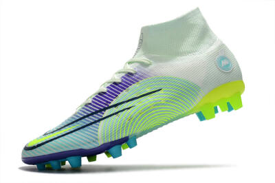 Men's Nike Mercurial Superfly 8 Elite AG Artificial Grass High-Tops Football Boots - Jade/Yellow/Blue