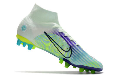 Men's Nike Mercurial Superfly 8 Elite AG Artificial Grass High-Tops Football Boots - Jade/Yellow/Blue
